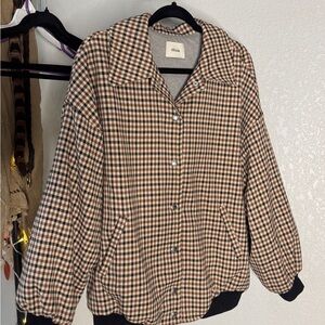 ITALIAN Brown Checkered Women's Bomber Jacket
